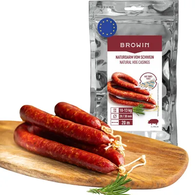 Zdjęcie produktu dla BROWIN® Naturalne osłonki do kiełbas, idealne do domowej produkcji, woskowane