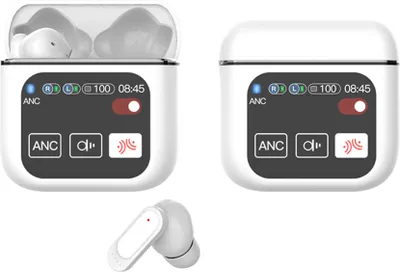 Produktbild von Touchscreen-Bluetooth-Headset, kabelloses In-Ear-Stereo-Headset, BT5.4, ANC aktive Geräuschunterdrückung, ENC Umgebungsgeräuschunterdrückung, weiß
