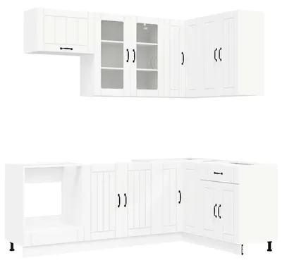 Image de vidaXL Ensemble de cuisine LUCCA, 8 pièces, blanc, matériau de bois