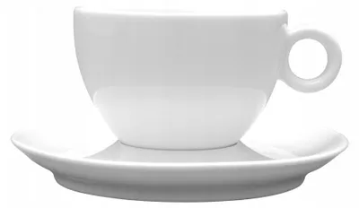 Image de Lubiana Bola Tasse avec sous-tasse en porcelaine blanche 280 ml