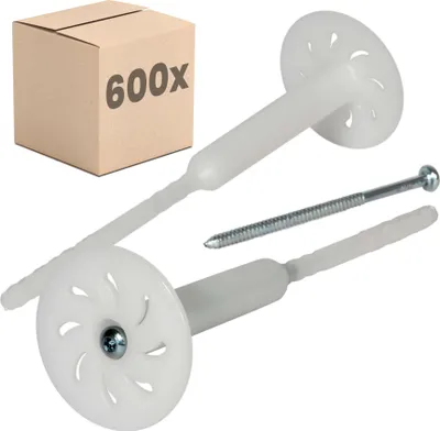 Produktbild von PROTEKTOR 600x Dämmstoff-Schraubdübel Ø8x220mm WDVS Dübel für Fassadendämmung