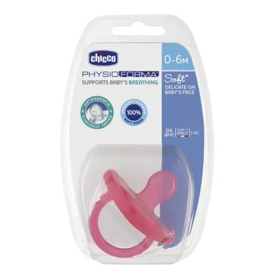 Obrázok produktu pre Chicco PhysioForma Silikónová dudlík so zamatovým povrchom 0-6m Ružová, 1 kus