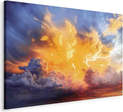 Produktbild von Italienischer Leinwand Leinwandbild - Beautiful Sunset - Clouds in Warm Shades 30x20 cm Muster b-H-10021-b-a