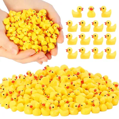 Produktbild von Mini Enten Figuren 100 Stück aus Kunstharz, Leuchtende Deko-Enten für Aquarium und Garten, Kleine Miniaturen zur Landschaftsgestaltung und Basteln