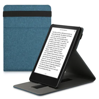 Produktbild von kwmobile Hülle kompatibel mit Amazon Kindle Paperwhite 11. Generation 2021 - mit Handschlaufe und Ständer - e-Reader Schutzhülle in Petrol