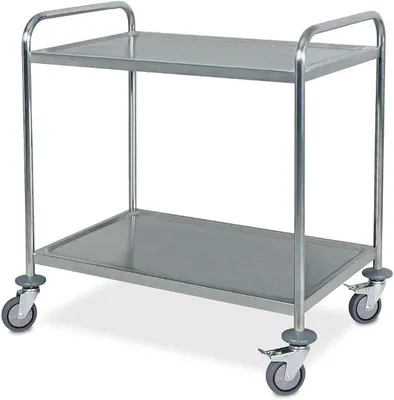Image de Chariot de service en acier inoxydable, 2 niveaux, dimensions : 860 x 540 x 940 mm