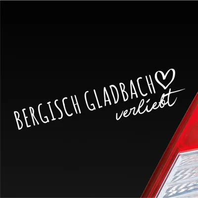 Produktbild von Auto Aufkleber Bergisch Gladbach verliebt Herz Stadt Heimat Liebe Car 19x4 cm Weiss Glanz Sticker Heckscheibenaufkleber
