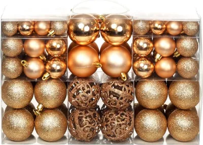 Image de Ensemble de boules de Noël 100 pcs 3/4/6 cm Rose/Doré