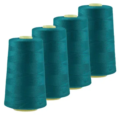 Produktbild von 4 x 4572m Qualitäts Overlock-Garn Overlock-Nähgarn  Farbe 821 - 860, Farbe:A843 dunkles petrol