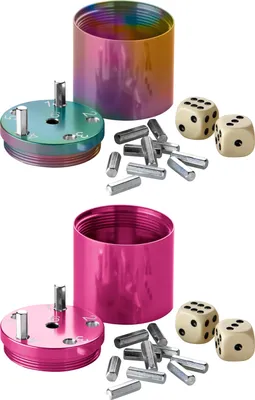 Produktbild von BestSaller 30089-SET SUPER SIX Würfelspiel Aluminum, 36 Spielstäbchen & 2 Würfel, Rainbow Splash, pink/mehrfarbig, 2-teilig (1 Set)