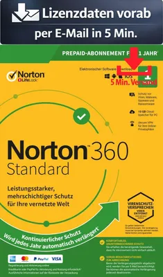 Produktbild von Norton 360 kein ABO Standard inkl. 10GB (1 Device - 1 Jahr) ESD Antivirus Sicherheit 5 Min. Versand als Download per Mail