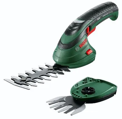 Image de Cisaille taille-herbes et sculpte-haies à batterie intégré 3,6V Isio + chargeur + set de 2 lames + coffret - BOSCH - 0600833108