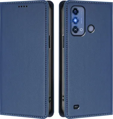 Image de Étui en cuir pour ZTE Blade A53 Pro, étui à rabat magnétique en cuirPolyuréthaneavec support, bleu foncé