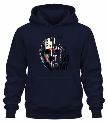 Productafbeelding van Jason IJshockeymasker Horror Slasher Halloween Gruwel Vintage Uni Hoodie, Marineblauw, Maat L