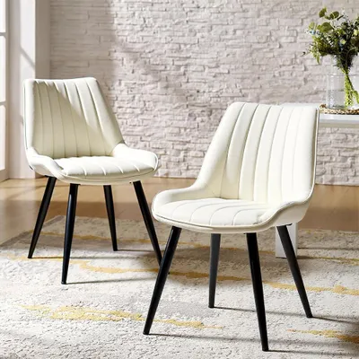 Produktbild von 2er. Set Weiß Esszimmerstühle Wohnzimmerstuhl Küchenstuhl Design Lounge Stuhl Samt