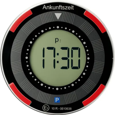 Image de Disque de stationnement électronique Wiltec avec panneau solaire rond - Horloge de stationnement numérique avec commutation automatique de l'heure et homologation KBA