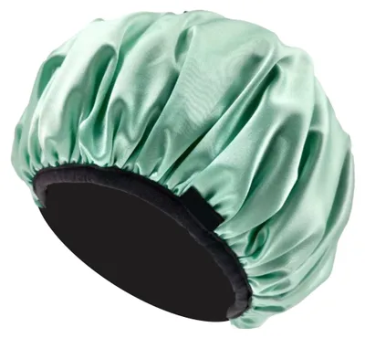 Produktbild von 3 in 1 – Mikrofaser-Haartuch, Satin-Schlafmütze und Duschhaube in 1 – Schwarz oder Grün – Kopftuch, wiederverwendbare Haube
