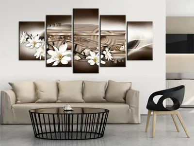 Produktbild von Akustikbild Blumen 200x100 cm Bilder Akustikschaum Hochleistungsschallabsorber Schallschutz Leinwand 5 tlg Wandbild Raumakustik Schalldämmung b-A-0260-b-n