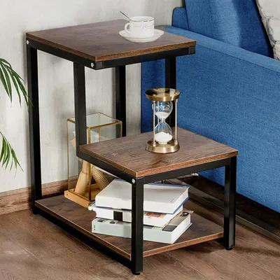 Bücherregal mit 3 Ablagen, Metall/MDF, 60x60x35 cm, modern