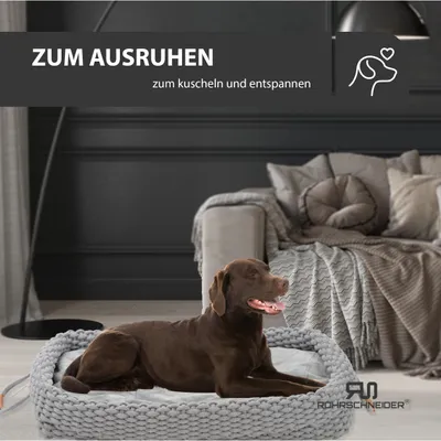 Produktbild von Rohrschneider Flauschiges Katzen- und Hundebett | Weiches Tierbett für Katzen und Hunde | Katzenkörbchen Hundkorb waschbar | Gemütlicher Schlafplatz für Haustiere | Flauschige waschbare Kissen, Größe:L