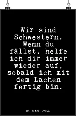 Produktbild von Mr. & Mrs. Panda Bild Wir sind Schwestern. Wenn... DIN A3 - Schwarz - Geschenk, Frau, Plakat, Familie, kunstdruck poster, drucke, Schwester, Sprüche, beste Freundin