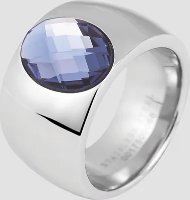 Produktbild von Akzent Damen-Edelstahlring, blauer Besatz, silberfarben