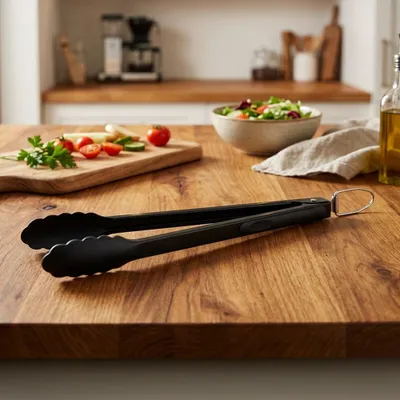 Immagine prodotto di Vilde | Pinza da barbecue in acciaio inox nero 43 cm - Pinza da cucina con blocco e manico