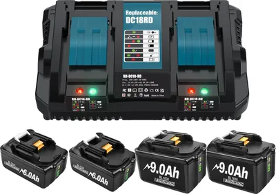 Zdjęcie produktu dla Akumulator, 18 V Li-Ion, wyświetlacz LED, 2–6 Ah 9 Ah 6 A Ładowarka