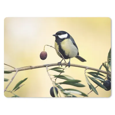 Produktbild von MuchoWow® Mauspad Mousepad Vogel auf einem Zweig mit einer Beere 23x19 cm - Mousepads - Maus Mat - Pad - Mausunterlage - Schreibtischunterlage - Mauspad