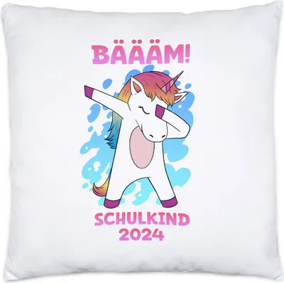 Produktbild von Bäääm Schulkind 2024 Kissen Inkl Füllung Einschulungsgeschenk Einhorn Unicorn Schulstart Grundschule