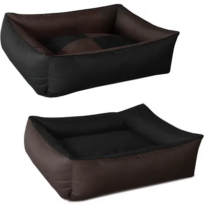 Zdjęcie produktu dla Legowisko dla psów BedDog 2 w 1 – zmywalna poduszka z obramowaniem, sofa dla psów, MOCCA (czarno-brązowa), (XXL) ok. 120 x 85 x 23 cm