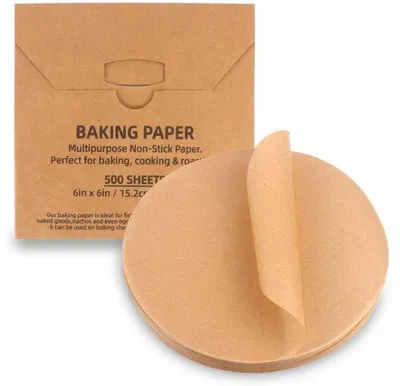 Productafbeelding van Antiaanbakfolie, vetvrij, bakpapier, 500 stuks, 15,2 cm, met uitsteekvormen, geschikt voor pizza, taarten, hamburgers, kaas