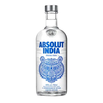 Produktbild von Absolut Vodka India V2 0,75L – Limited Edition 2018 - Künstlerflasche von Ajay Boga mit Tiger-Motiv - Sammlerflasche aus Schweden - Sammler Wodka