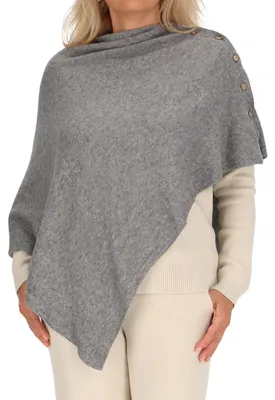 Produktbild von irisaa Damen Feinstrick Poncho, Strick Cape Cardigan für Frauen, Ärmellos und Rundhals, Italy
