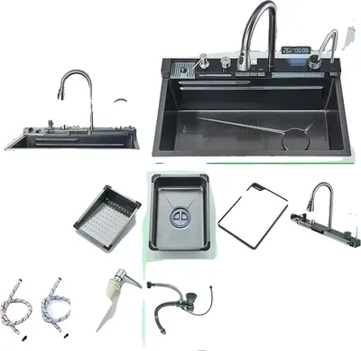 Obrázek produktu pro Kuchyňský dřez, nerezová ocel, digitální ukazatel teploty, 75X46 Sada A-1