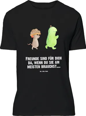 Produktbild von Mr. & Mrs. Panda Größe L T-Shirt Schildkröte Maus - Schwarz - Geschenk, mit Spruch, Beste Freundinnen, Freunde, Tshirt, Shirt