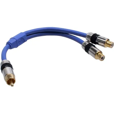 Produktbild von InLine® 89924P Cinch-Y-Kabel, PREMIUM, 1x Cinch Stecker zu 2x Cinch Buchse, 0,25m