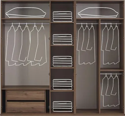 Produktbild von Schrank Kleiderschrank Schlafzimmerschrank Braun Holz Spiegel 5 Türen