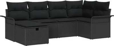 Immagine prodotto di vidaXL Set di divani da giardino con cuscini e contenitore 6 pezzi in polirattan
