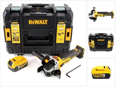 Image de DeWalt DCG 405 18 V 125 mm Meuleuse sans fil Brushless avec boîtier TStak + 1x Batterie 5 Ah - sans Chargeur