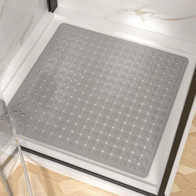 Productafbeelding van Antislip douchemat, 60x60 cm, grijs, PVC, schimmelwerend, machinewasbaar