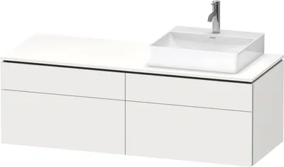 Image de Duravit L-Cube Meuble sous-lavabo en console suspendu, avec plan de toilette en console, 4 tiroirs, vasque à droite, 1420x482x550mm, LC4870R18180000