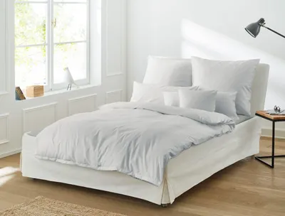 Produktbild von Irisette GmbH & Co. KG Mako-Satin uni Bettwäsche Set uni Paris 8000 Farbe grau Größe 135x200+80x80cm