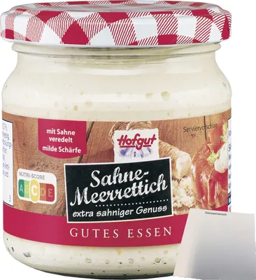 Produktbild von Hofgut Sahne Meerrettich (190g Glas) + usy Block