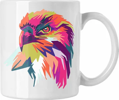 Produktbild von Trendation - Adler Polygon Tasse Geschenk Adler-Fans Kaffeetasse (Weiß)