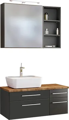 Produktbild von Waschtisch-Set Gästebad Waschplatz Badezimmer Handwaschplatz Bad Set "Davos XVI" Graphit/Grau-Matt
