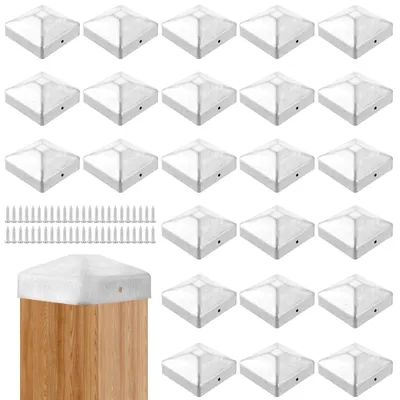 Zdjęcie produktu dla Zestaw 24 nakładek na słupki, wymiar 7 x 7 cm, wykonane ze stali nierdzewnej
