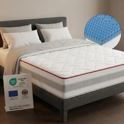 Produktbild von FLEXX Kaltschaum Matratze 160x200 cm mit 3D Memory Foam - 7 Zonen; 25cm Höhe; H4, H3, H2 Misch-Härtegrad - Wendbare Kaltschaummatratze mit optimaler Druckentlastung