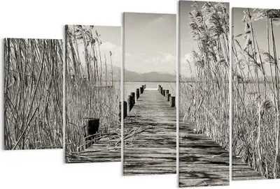 Produktbild von Bild auf Leinwand - Leinwandbild - 5 Teile - Brücke Pier Sepia - 150x100cm - Wand Bild - Wanddeko - Wandbilder - Leinwanddruck - Bilder - Wanddekoration - Leinwand bilder - Wandbild - EG150x100-4928