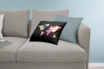 Produktbild von MuchoWow® Zierkissen Sofakissen Wohnzimmer Dekokissen 60x40 cm Weltkarte - Regenbogen - Aquarell - Kopfkissen - Polster mit Foto
